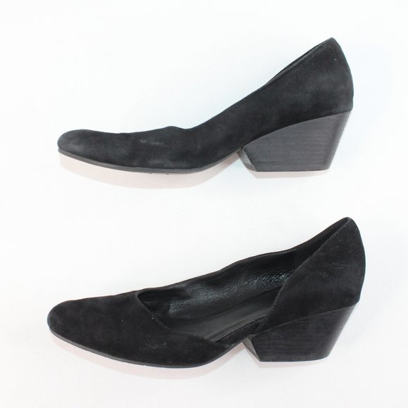 Eileen Fisher Black Suede Low Wedge Heels - Picture 9 of 12